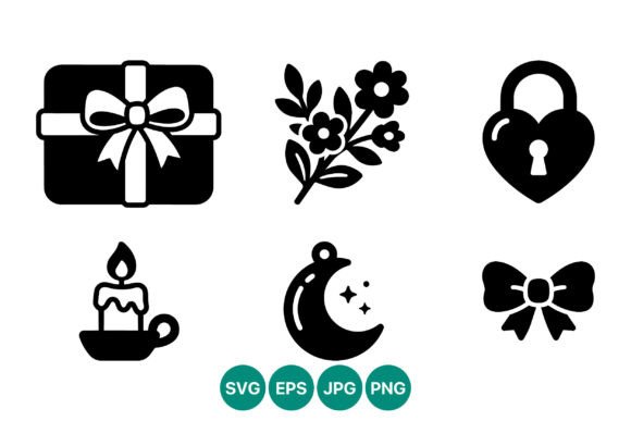 Black and White Heart Lock Bow Gift: A Versatile Design Resource for Creators