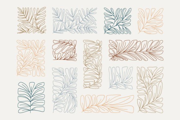 Botanical Frame Leaf Vector Set Modern: Elevating Design with Elegant Line Art