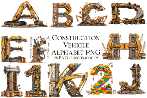 Building Creativity: The Ultimate Guide to Construction Vehicle Alphabet PNG Bundles