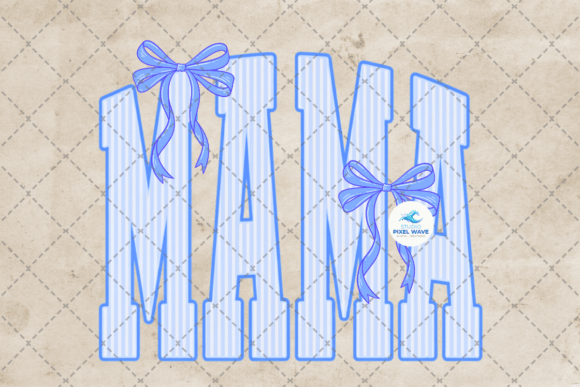 Coquette Blue Seersucker Stripe Mama PNG