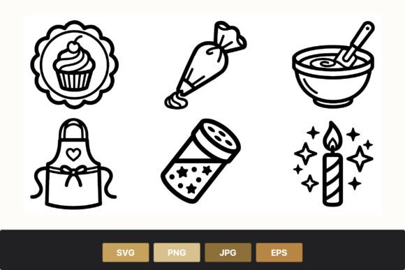 Cupcake Plate Piping Bag Cooking Icons: A Visual Guide for Culinary Design