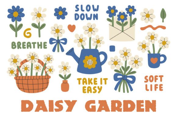 Daisy Garden PNG Clipart Set