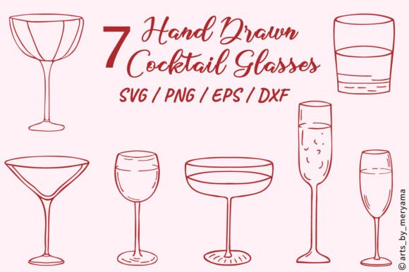 Elevating Brand Aesthetics with a Hand Drawn Cocktail Drink Glass Set SVG