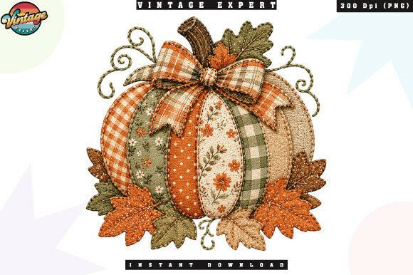 Embracing the Season with Patchwork Pumpkin Autumn Harvest PNG