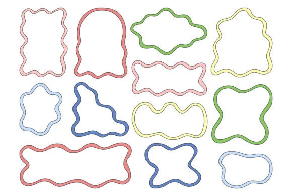 Enhancing Visual Identity with an Abstract Wavy Frame Border Bundle Set