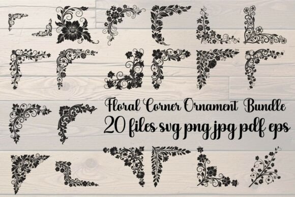 Floral Corner Ornament Bundle: Elevating Design with Botanical Elegance