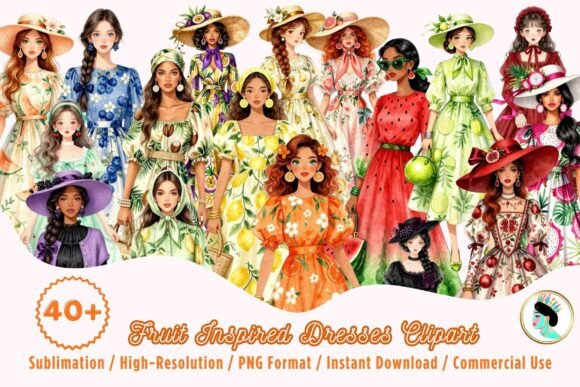 Fruit Fashion Watercolor Clipart PNG Guide