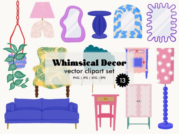 Integrating the Whimsical Home Decor Clipart Set SVG into Your Creative Workflow