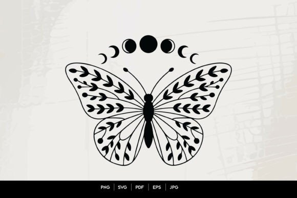 Moon Phase Butterfly Line Art: A Versatile Design for Modern Creators