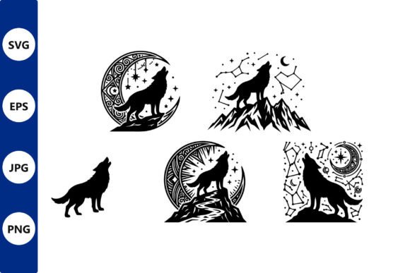 Moonlit Wolf Silhouette Circle Design