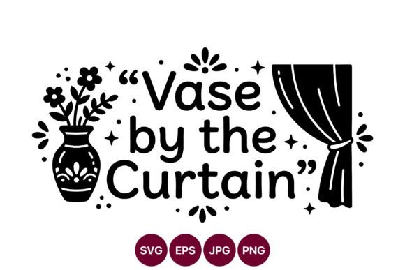 Refining Visual Identity with the Vase by the Curtain Black White Vector