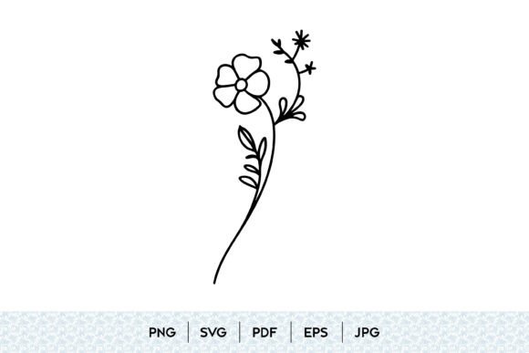 Simple Wildflower Line Art SVG Guide