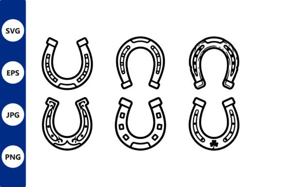 Six Black and White Horseshoe Line Art: A Versatile Resource for Designers and Creators