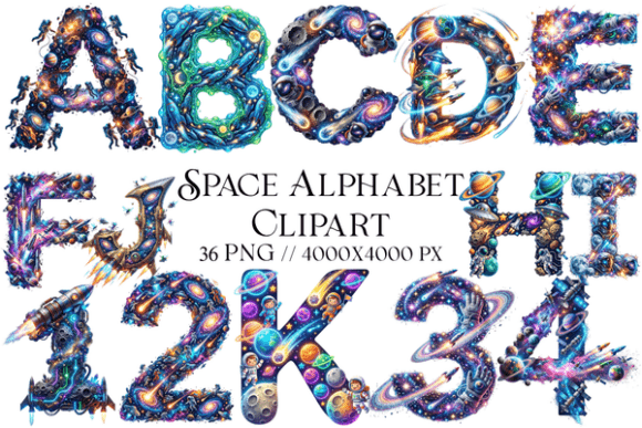 Space Alphabet Clipart: Cosmic Design Ideas