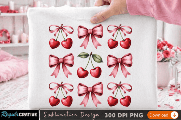 Sublimation Cherry Bow Designs PNG: Elevating Textile Creativity