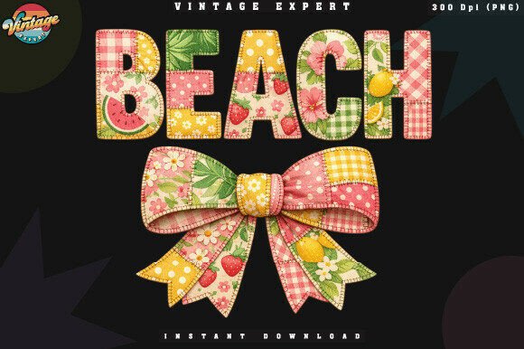 Summer Beach Floral Bow Patchwork PNG: A Practical Asset for Seasonal Design