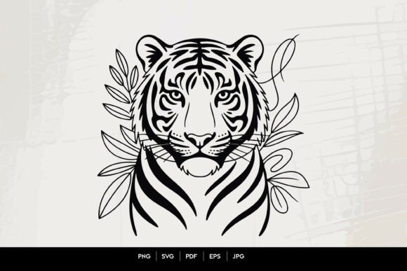 Tiger Face Line Art SVG Guide