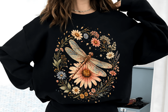 Vintage Nature Dragonfly Floral PNG: A Design Resource for Crafters and POD Sellers