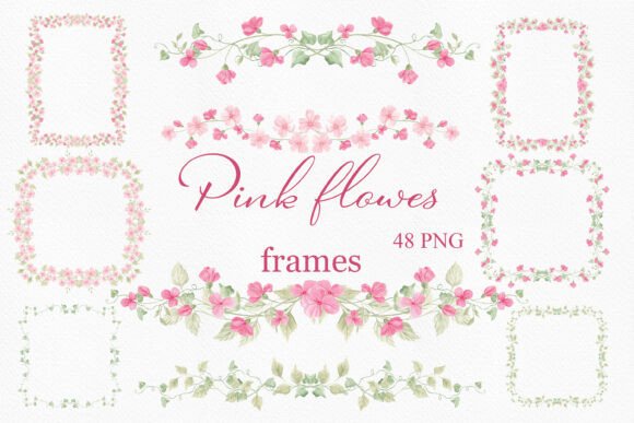 Watercolor Pink Tiny Flower Frames