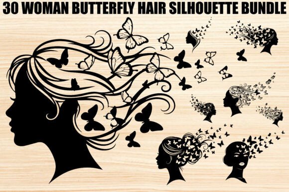 Woman Butterfly Hair Silhouette Bundle: A Creative Resource for Elegant Design